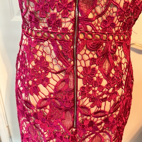 Women's Sleeveless Lace Floral -Cocktail. Knee  Length for Party. Pink.Size L. - Picture 10 of 16